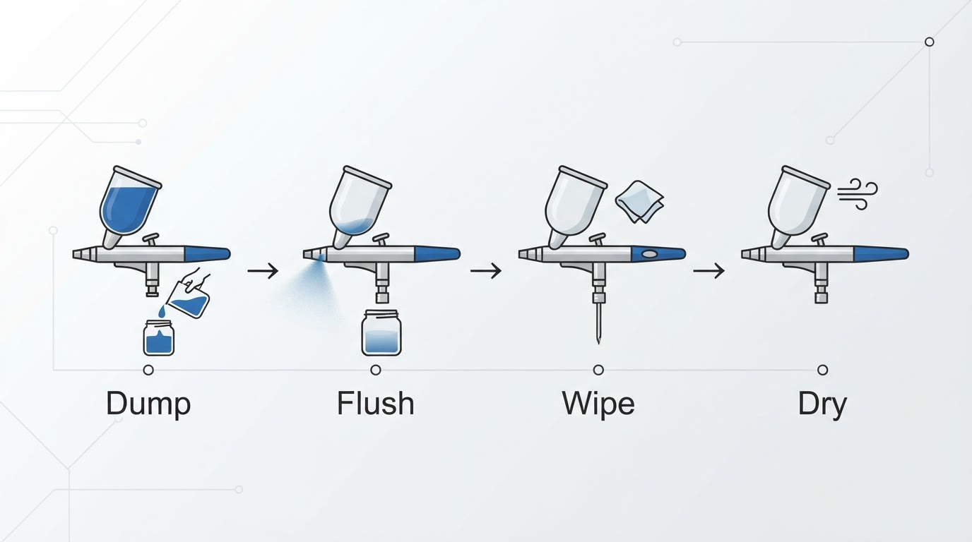 Workflow diagram for airbrush cleaner.