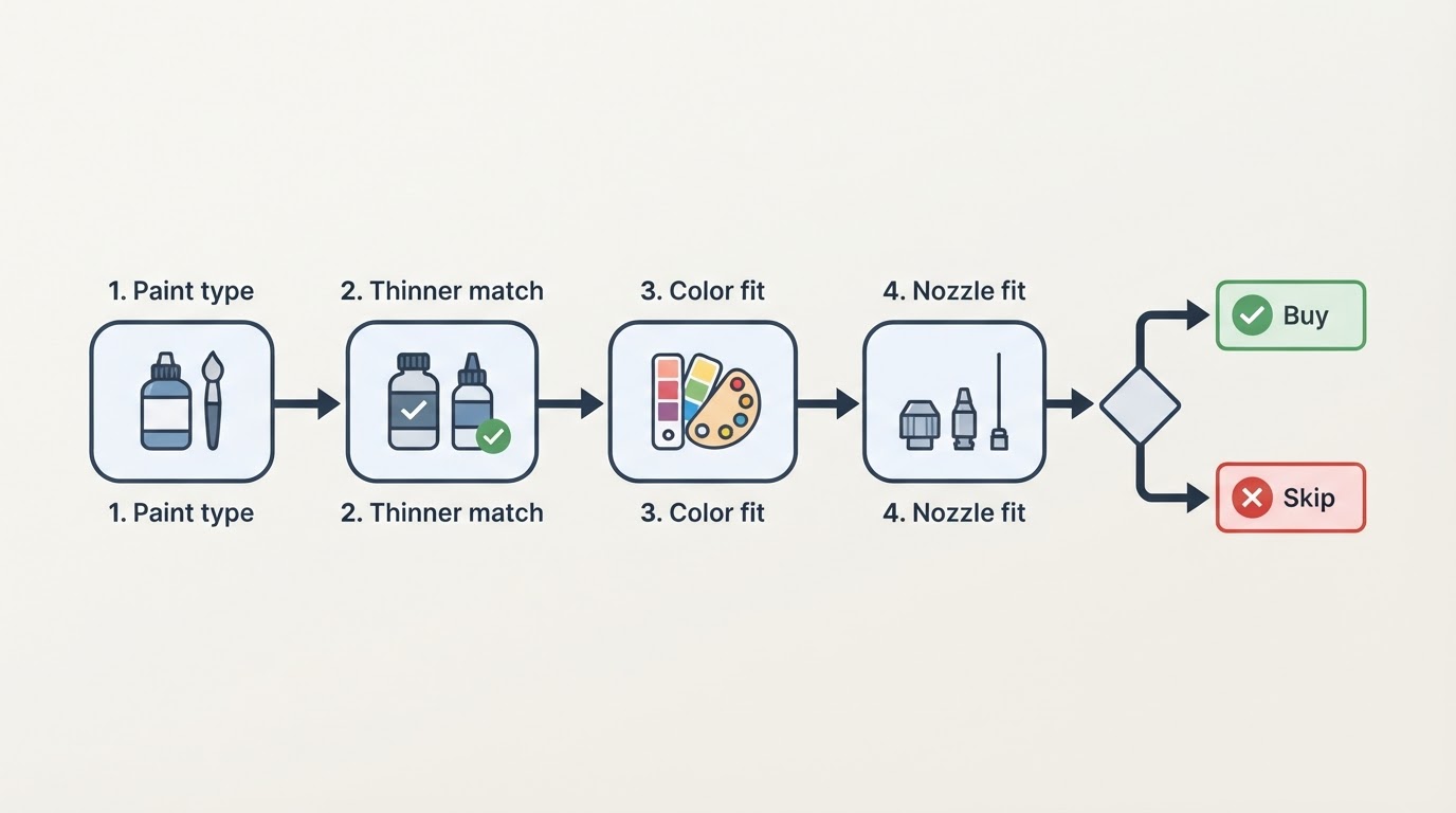 Workflow diagram for airbrush paint kit.